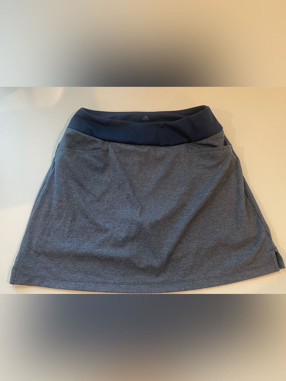 adidas Women's Grey Mini Skort with Navy Waistband